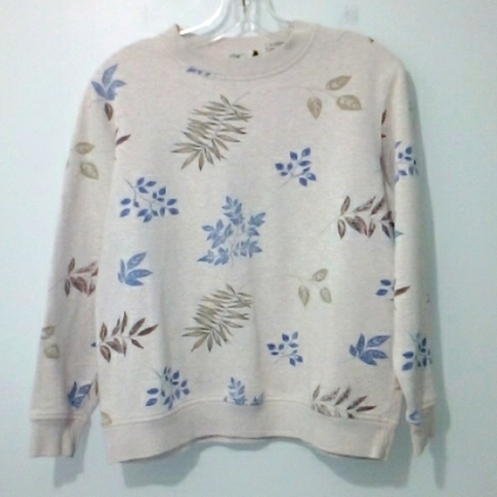 Tradition pink tan blue floral spring sweatshirt